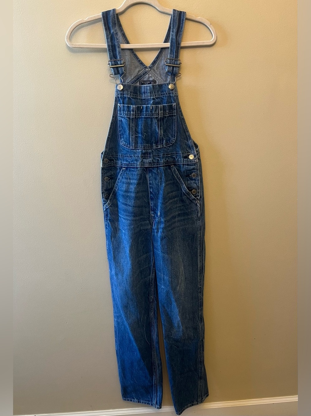 Abercrombie & Fitch Denim Overalls Women's Size XXS Classic Preppy Adjustable
